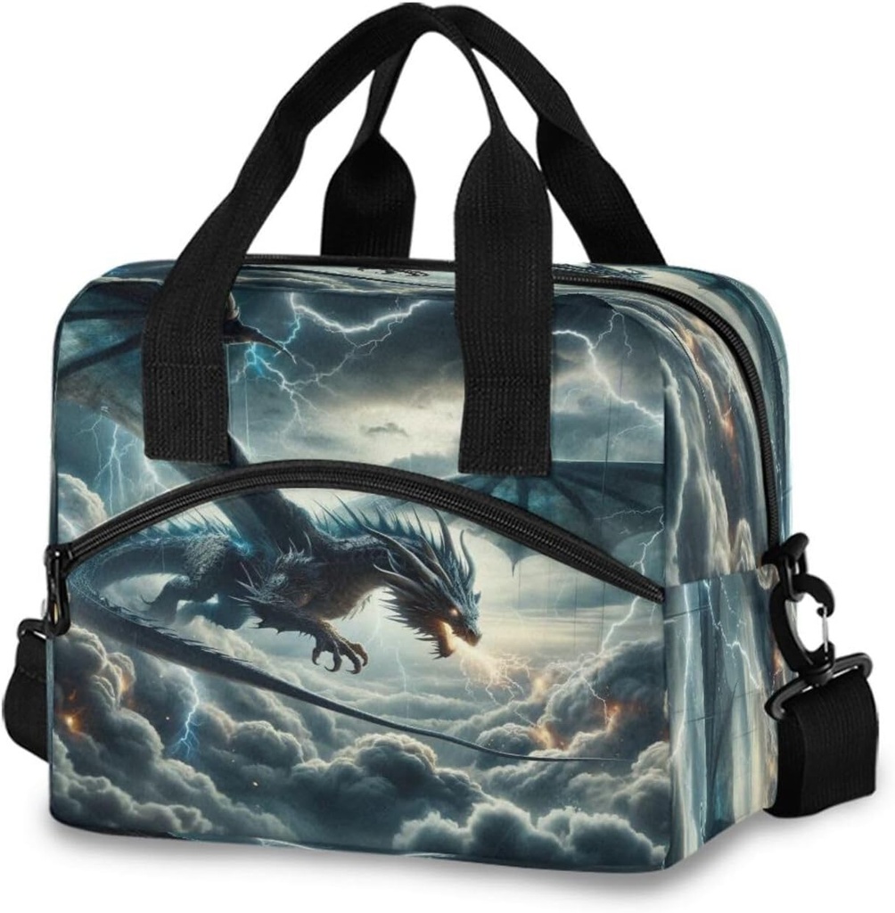 ALAZA Dragon in Sky Insulated Lunch Bag Box Reusable Cooler Bags with Shoulder Strap for Women Men Adult Kids, 19-Can (12.5L)