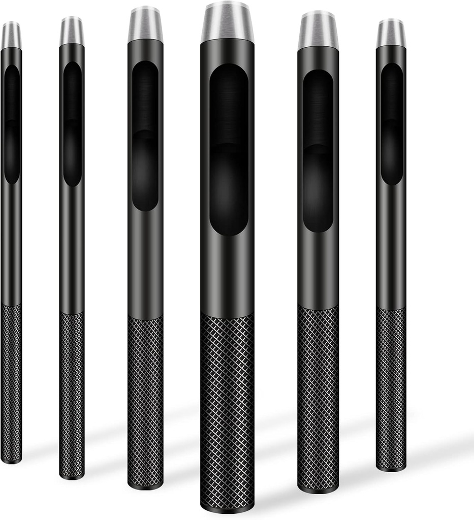 6PCS Leather Hole Punch Set (1.5mm-5mm) | Industrial Grade Stainless Steel Belt Hole Puncher for Leather Craft, Watch Bands, Gasket Belts | Hand-Polished Sharp Blades & Durable Design