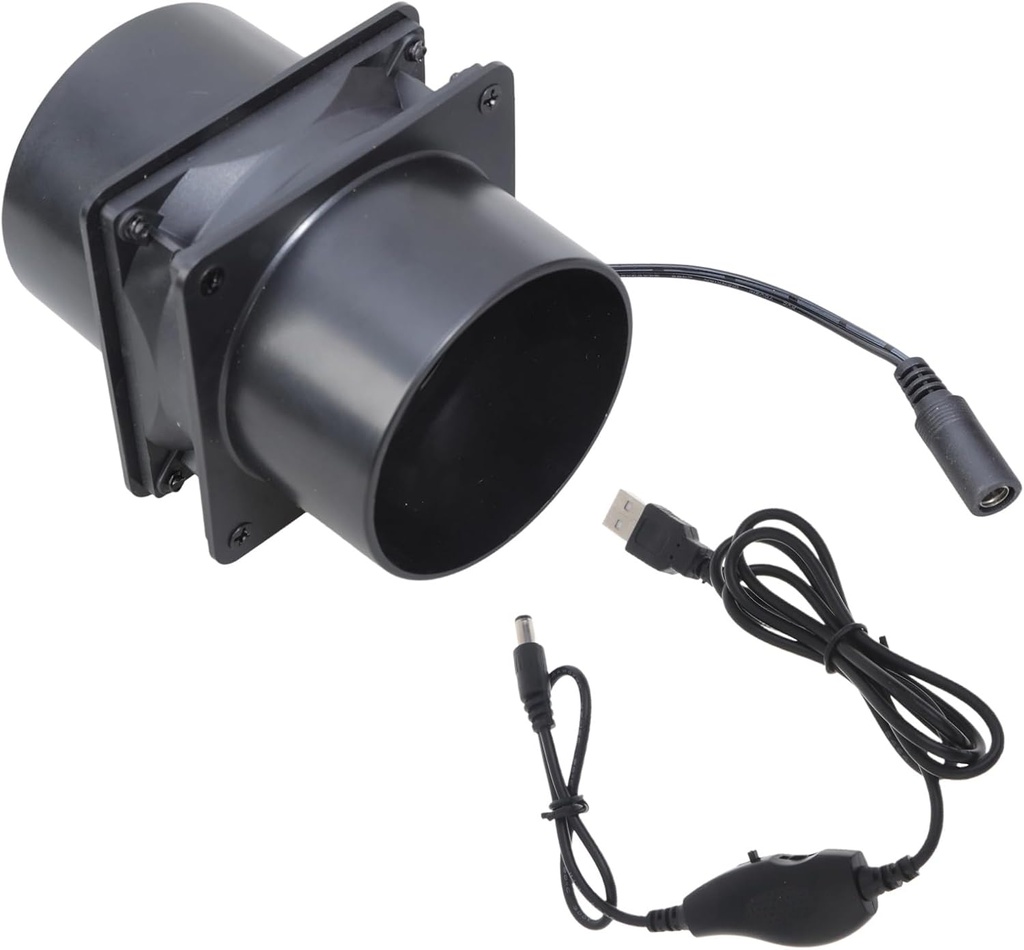 Adjustable Speed USB Powered Inline Duct Fan Ventilation 73mm Connectors For Electronic Workshops Plant Tents Inline Duct For Printer Enclosures