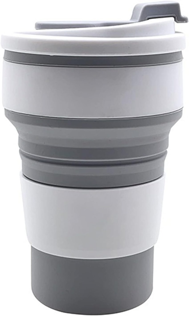 Water Cup High temperature and burning resistant silicone multifunctional portable foldable water cup with lid (Color : Black)