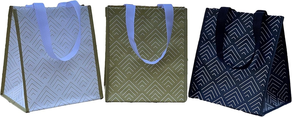 Lunch/Gift Soft Geometric Pattern 3-Pack Multi-Purpose Totes, Small (71101-G3)