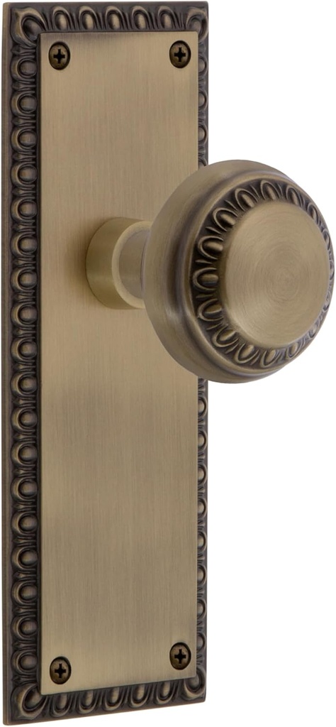 Nostalgic Warehouse Neoclassical Plate with Neoclassical Knob in Antique Brass