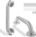 Shower Grab Bar, 2 Pack 12 Inch Brushed Nickel Bathroom Safety Bar, 1.25" Diameter 304 Stainless Steel Grab Bars for Bathtubs and Showers, Handicap Shower Grab Bar for Seniors Elderly