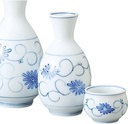 Ale-net Sake Set Tokuri Ochoko Set 3.0 x H 5.7 inches (7.5 x 14.5 cm), Approx. 9.6 fl oz (270 cc), White Porcelain, Mino Ware