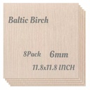1/4 Baltic Birch Plywood - 11.8 x 11.8 inch, Pack of 8, 6mm Baltic Wood Sheet for Lasers