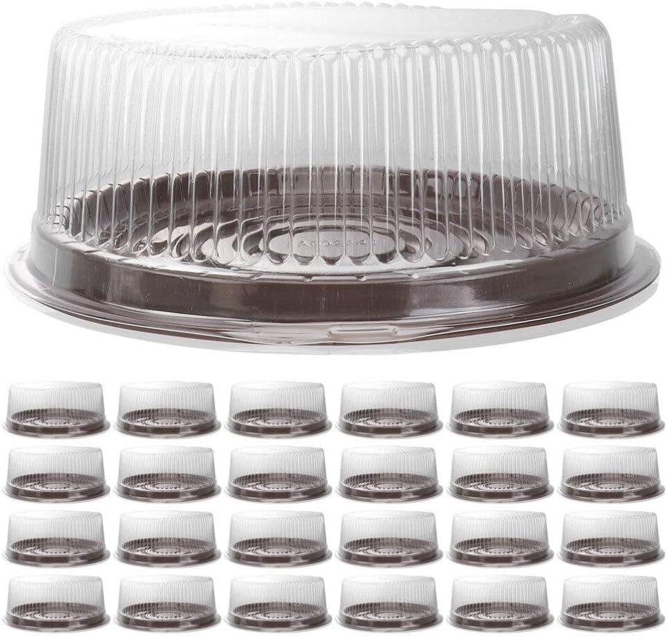 Hemoton Cupcake Containers Bread Container 25 pcs Plastic Cake Container with Clear Lids Round Carrier Boxes Containers Cup Desk Pets, 9.44x9.44x3.14 inch