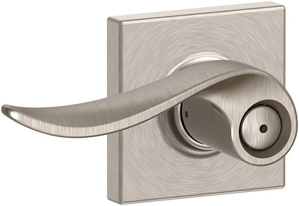 Schlage F40 SAC 619 COL Collins Trim Sacramento Bed and Bath Lever, Satin Nickel
