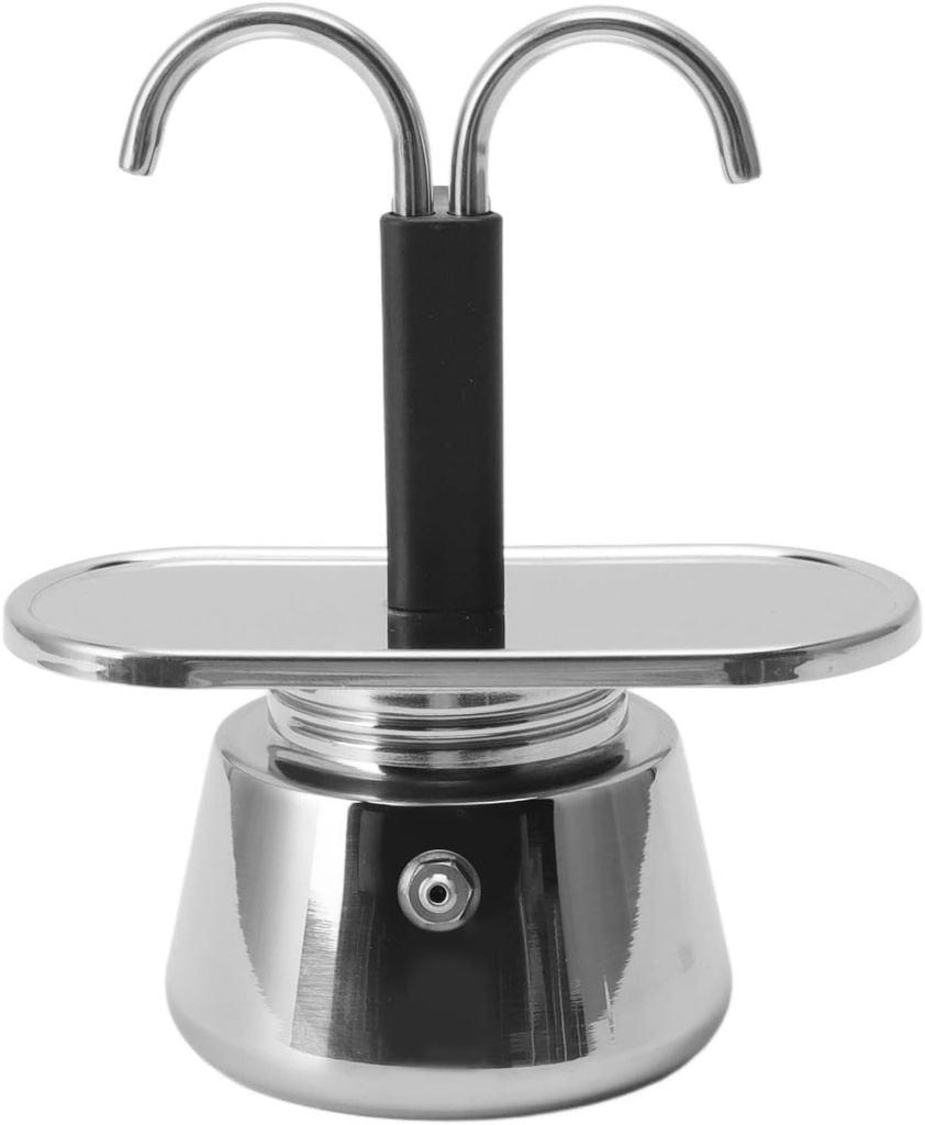 Moka Pot, 100ml Stainless Steel Mini 2 Cup Moka Pot Stovetop Coffee Maker, Classic Italian Style Double Tube Espresso Maker for Making Coffee Quickly and Easily Family Friends