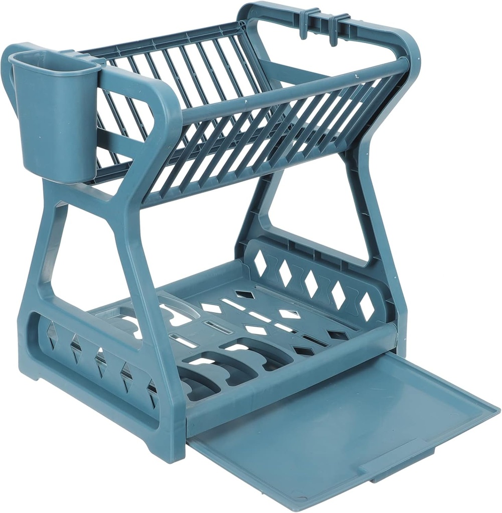 Hemoton Dish Drying Rack Multi Kitchen Organizer Utensil Holder Practical Countertop Draining Rack for Easy Dish Storage and Water Drainage Space-Saving Design