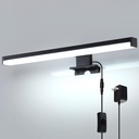 LED Light 15.4 inch Black Bathroom Lights Over Mirror, 3 Types of Installation with Power Cord,Modern Vanity Lighting Fixture Mounted Wall Light 6700K 7W Led Picture Light