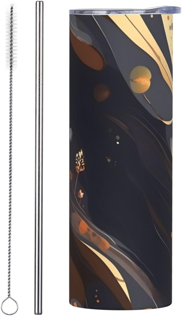 20ozDark Medium stainless steel straw lid cup, double-layer stainless steel, can be drunk directly or with a straw