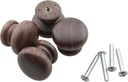 TAODAN 4PCS 1.18x0.98inch Natural Wood Cabinet Knob Simple Walnut Knob Nut Brown Wooden Furniture Knob Drawer Knob with Screws for Furniture Door Cabinet Desk Drawers Bookcase