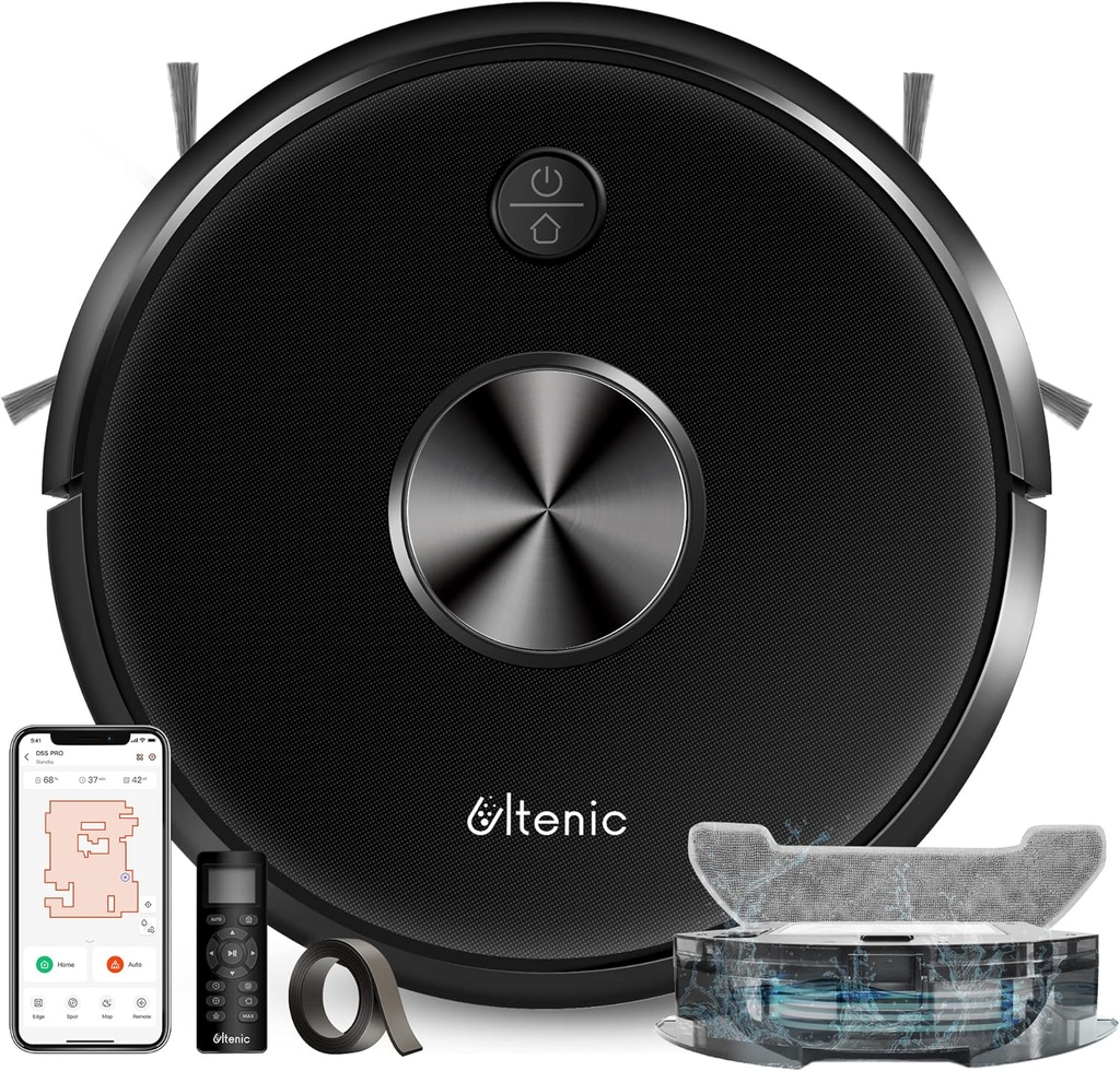 Ultenic Robot Vacuum and Mop Combo, 3000Pa Robotic Vacuums Cleaner Powerful and Quiet, Vacuum Robot with Schedule, Smart Navigation, Works with Alexa, Ideal for Pet Hair, Hard Floor and Carpet
