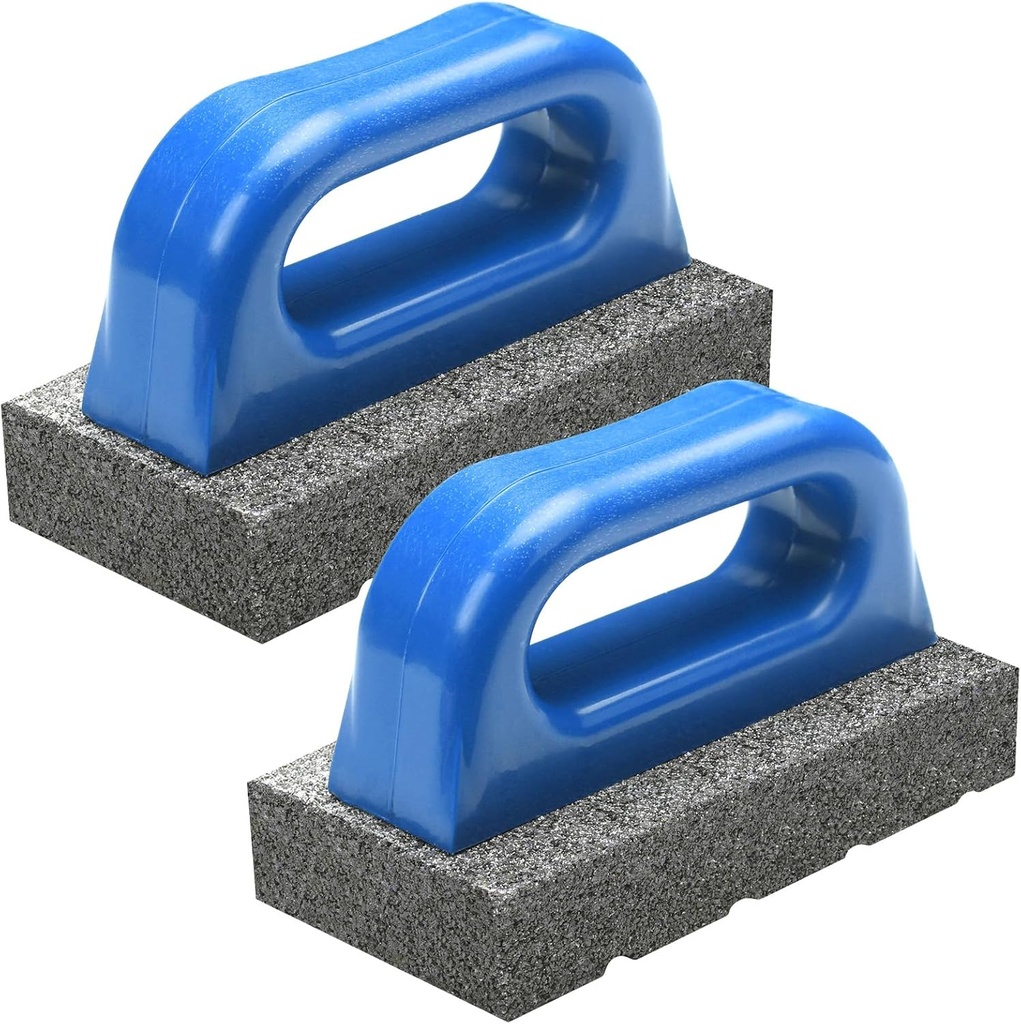 Wenqik 2 Pcs Rub Brick with Handle Concrete 20 Grit Masonry Tools Smoothing Cleaning Removing Marks Tool(Blue)