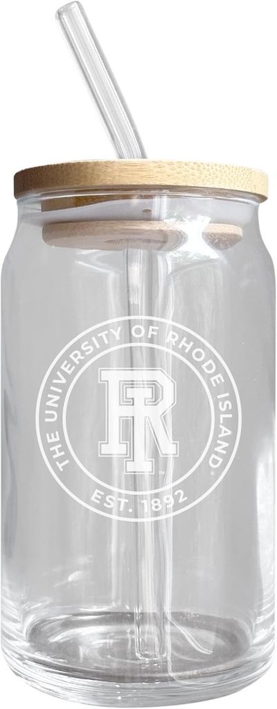 R and R Imports Rhode Island University NCAA 12 oz Engraved Can Glass Single
