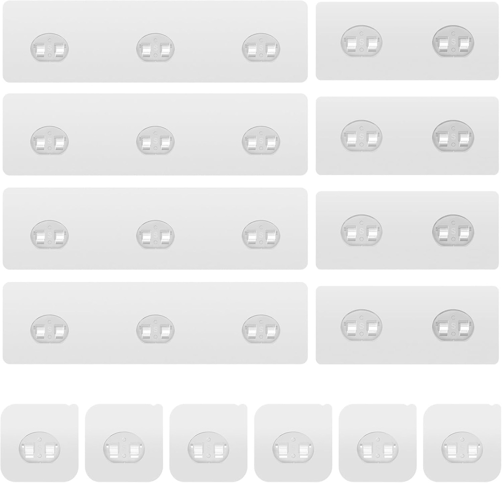 Lsnisni 14 Pack Shower Caddy Adhesive Replacement, Strong Adhesive Hooks, Waterproof Shower Adhesive Strips, No Drilling, for Bathroom Storage Shelves and Kitchen Racks