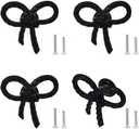 4 Pcs Black Bow Cabinet Knobs, Decorative Matel Bow Dresser Knobs Pull, Single Hole Metal Zinc Alloy Furniture Handles for Drawer Cabinets Cupboard Door Home Bedroom Kitchen Bathroom (Black)