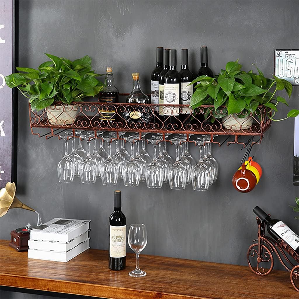 Wall-Mounted Wine Rack with Glass Holder– for Wine Bottles & Stemware Glasses - Elegant Metal Storage for Kitchen, Dining Room, Bar, Wine Cellar
