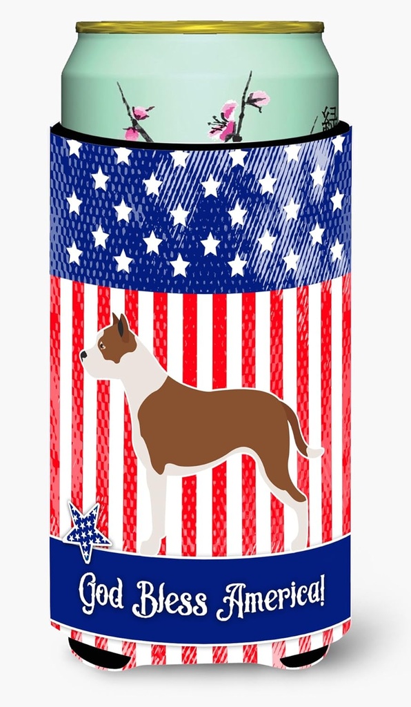 Caroline's Treasures BB8406TBC Pit Bull Terrier American Tall Boy Hugger Can Cooler Sleeve Hugger Machine Washable Drink Sleeve Hugger Collapsible Insulator Beverage Insulated Holder