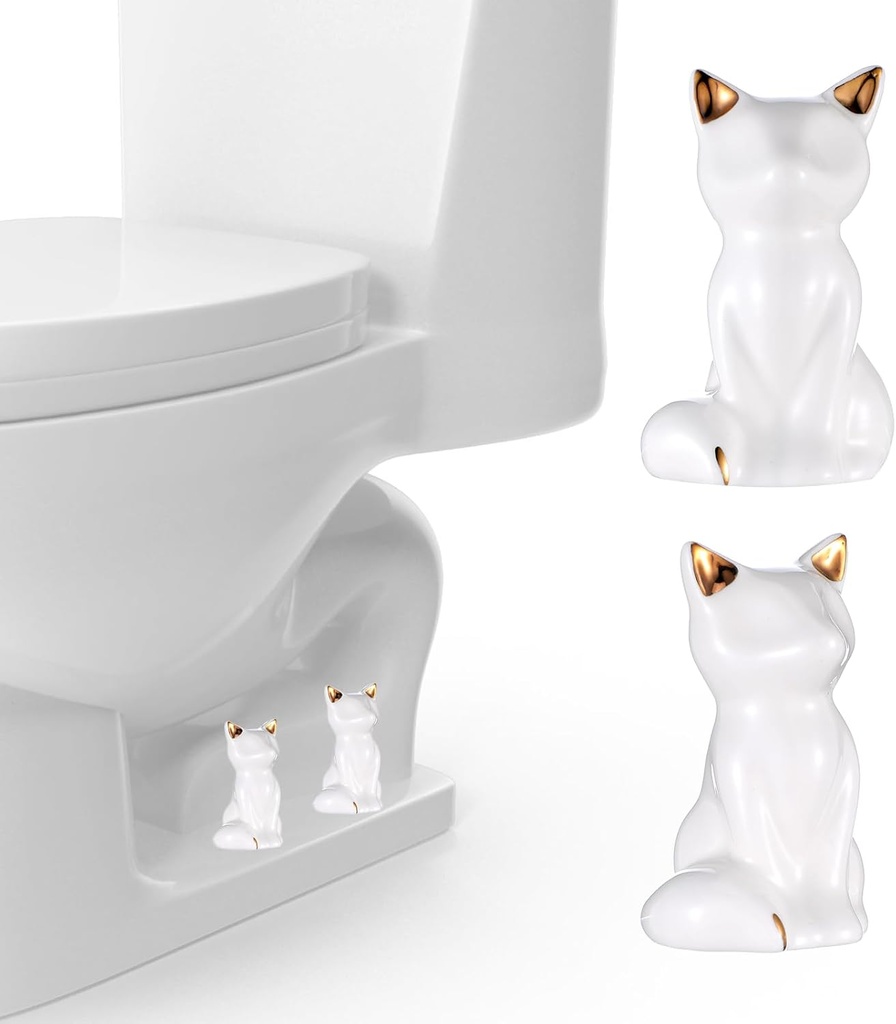 2Pack Toilet Bolt Covers, Ceramic Toilet Bolt Caps Lovely Cate Toilets Screw Cover Caps, Fun Animals Themed Gadgets for Toilett Bolts Cover