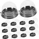 PRETYZOOM 50pcs Mini Dessert Boxes with Black Base Transparent Lid Individual Moon Cake Holders and Cupcake Containers Compact Lightweight Cake Storage for Parties and Home Use