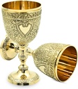 Brass Wine Chalice Goblet – Vintage Brass Wine Glass for Gothic, Renaissance & Party Decorations – Metal Drinking Cup for Communion, Wedding & Home Décor Set of 1