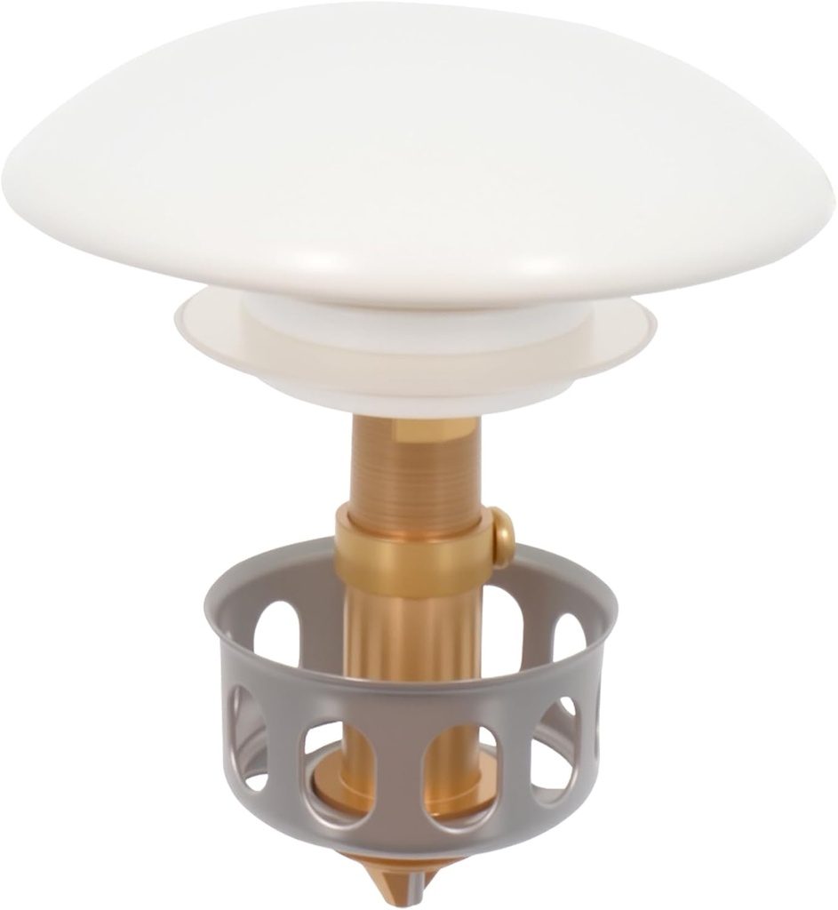 Bathroom Sink Stopper, Bullet Core Push Type Basin Pop-up Bounce Drain Stopper Drain Filter Fit 1.38 Inch Bathroom Sink Drains Hole(White)