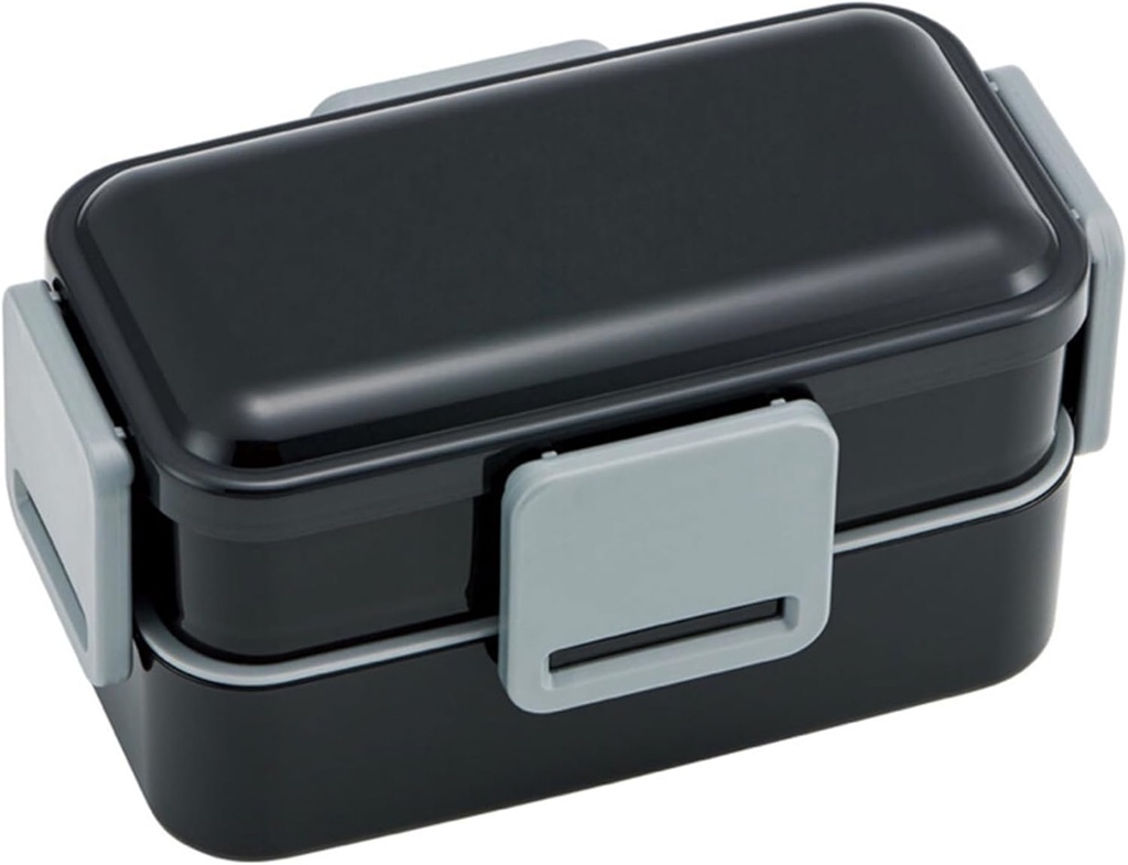 2-Tier Bento Lunch Box Microwave & Dishwasher Safe Dome Lid Leak-Proof Compact Design for Easy Storage 830ml Made in Japan (Rich Black)