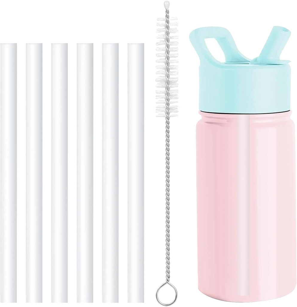 Replacement Straws Compatible with Simple Modern Kids Water Bottle 14oz-6Pack BPA-Free Straws and 1 Pack Brush