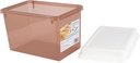 Cabilock 1pc Semi-transparent Bread Storage Box with Cover for Fridge Organization Stackable Food Container for Freshness Versatile Storage for Fruits Vegetables and Baked Goods Color