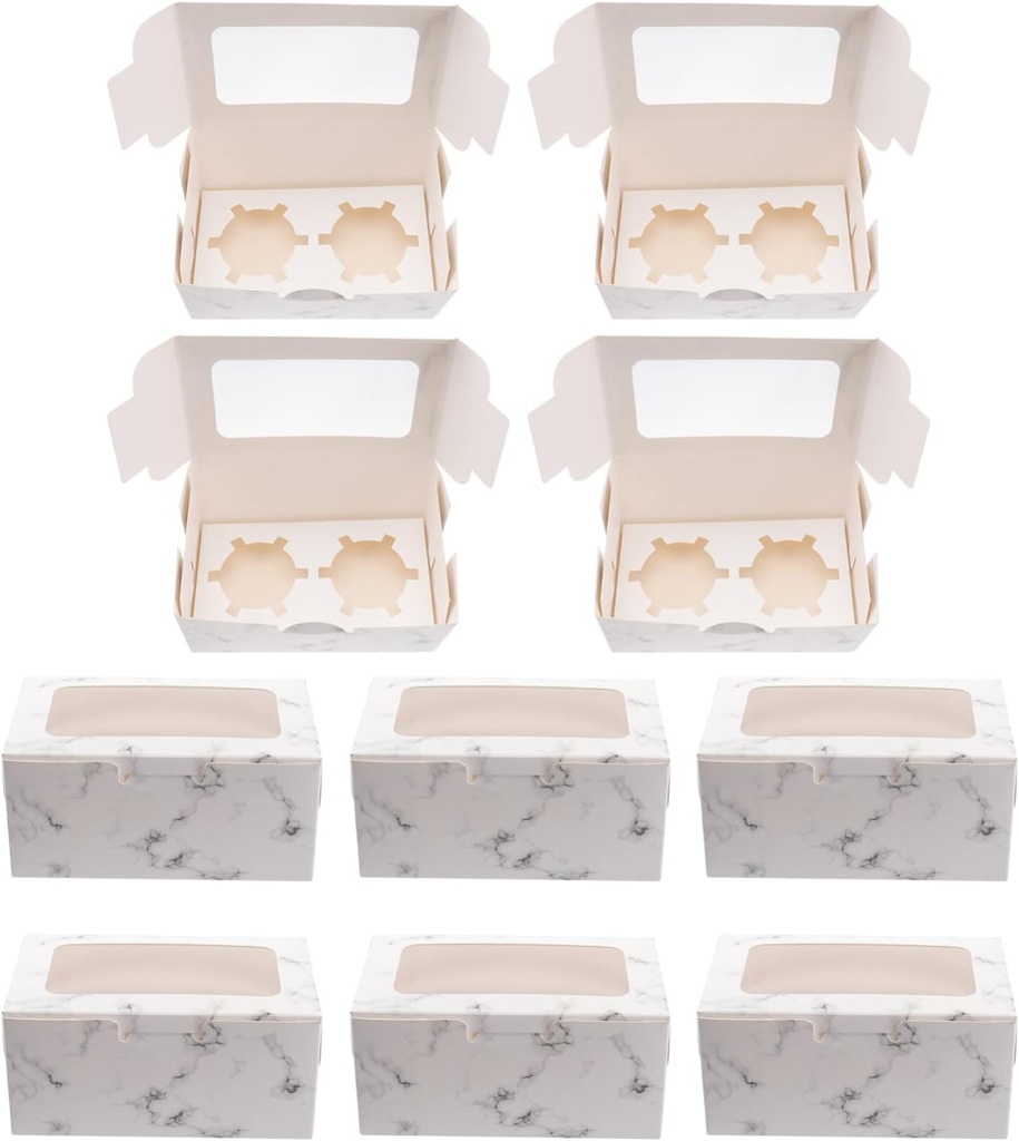 STOBAZA 10pcs Cupcake Bakery Boxes Window Cavity Inserts for Muffins for Parties and Celebrations Sturdy Paper Construction for Events and Giving