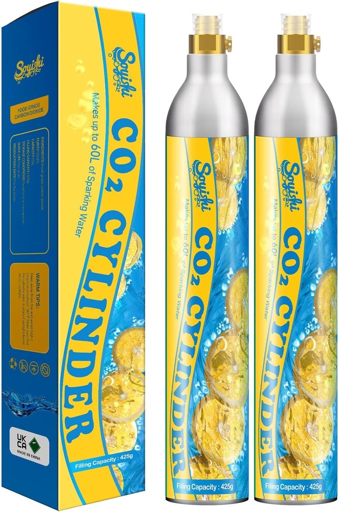 60L Co2 Cartridges Cylinder Compatible with All 'Screw-In' Soda Streaming Maker Co2 tanks 14.5oz Threaded CO2 Cartridge canister Sparkling Water Carbonates Set of 2