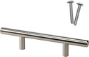 20 Pack Rok Hardware Solid Steel Brushed Nickel Euro Style Handle 3" (76.2mm) Hole Centers, 6" (152.4mm) Overall Length Bar Pull for Cupboard Drawer Kitchen Cabinet Door P9311876BN