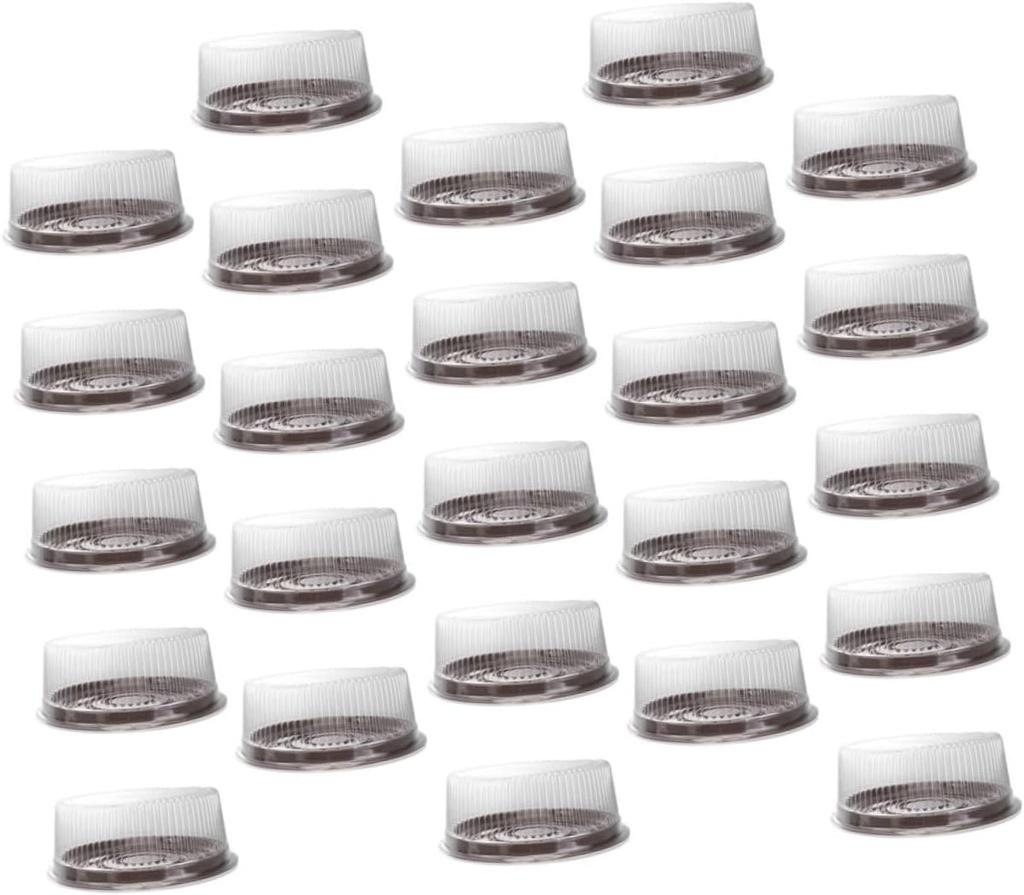 Luxshiny 25pcs Round Cake Carrier Boxes Lids Plastic Cake Containers for Safe Packaging and Transport and Desserts