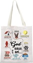 MEIKIUP Cattle Dog Mom Gift Cattle God Says I am Canvas Tote Bag Dog Owner Gift (God Cattl TB)
