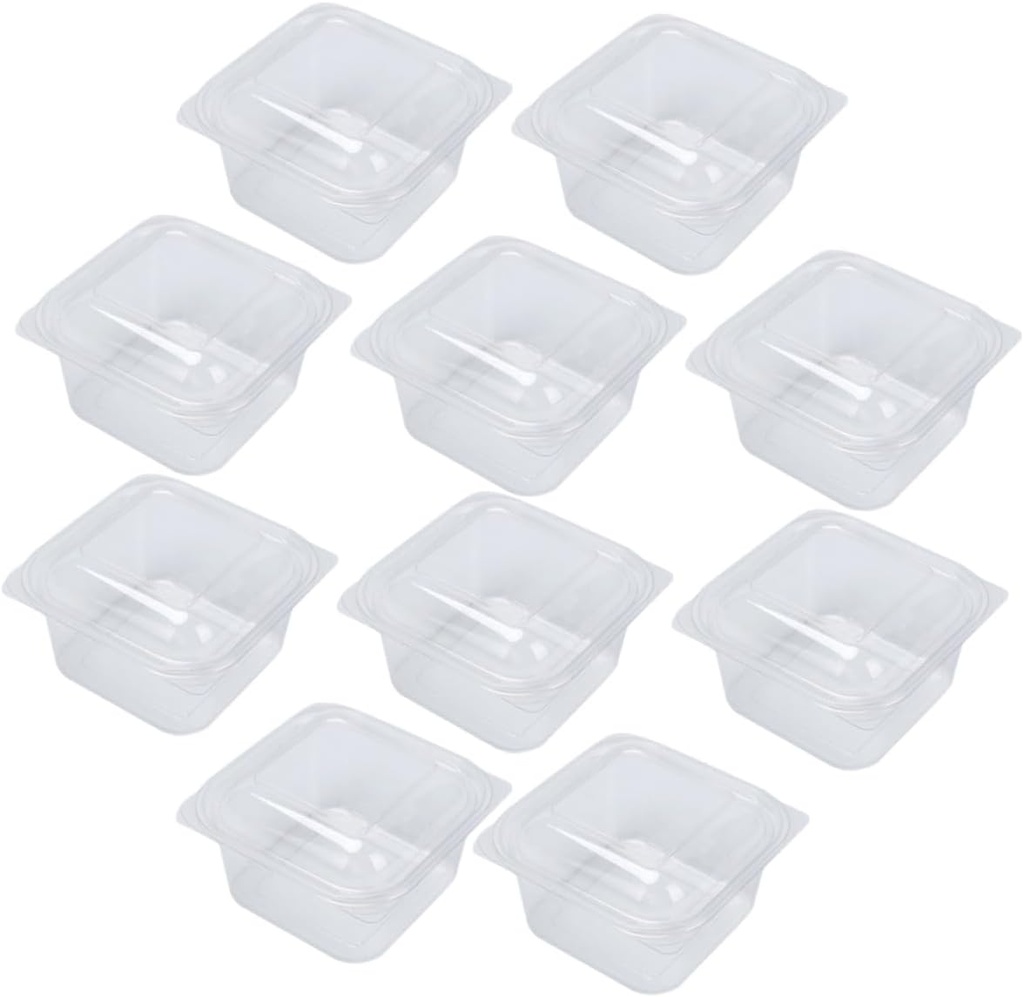 OUNONA 10-Pack 4-Inch Dessert Boxes Lids Mini Cake Containers for Cupcakes Pastries and Fruit Treats for Parties and Events