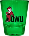 R and R Imports Ohio Wesleyan University Full Color 2 oz Shot Glass Green Officially Licensed Collegiate Product 2-Pack