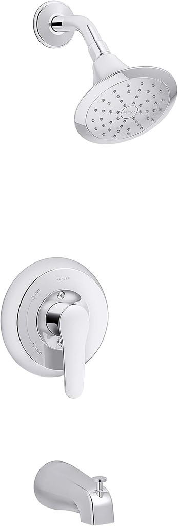 KOHLER July Rite-temp Bath And Shower Trim with Lever Handle, Slip-fit Spout And 1.75 Gpm Showerhead