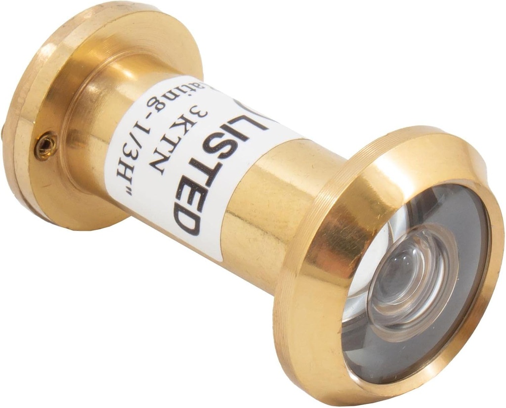 Stone Harbor Hardware UL-Rated Door Viewer with Cover, 180 Degrees, 9/16" Bore Hole, Adjusts from 1-3/8" to 2-1/8", Polished Brass