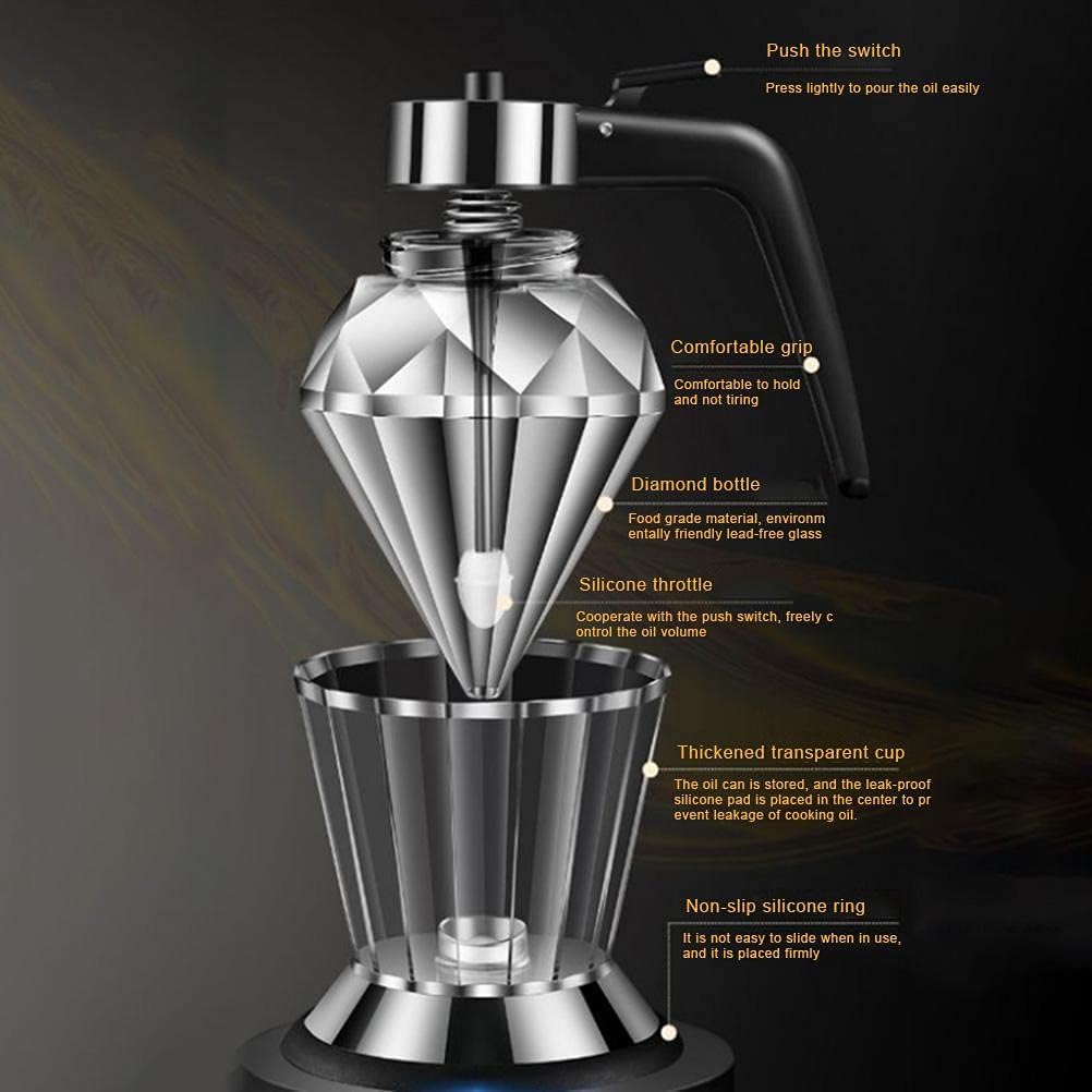 Yosoo Glass Honey Dispenser Syrup Seasoning Jar Kitchen Tool with Stand (200ml oil pot)