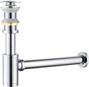 Bathroom Basin Sink Waste P-Trap Drain Kit, Adjustable Bottle Trap with Pop Up Drain Stopper Without Overflow, Chrome