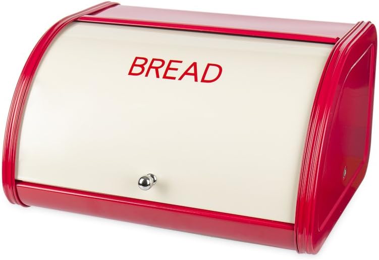 X458 Metal Bread Box/Bin/kitchen Storage Containers with Roll Top Lid (red)