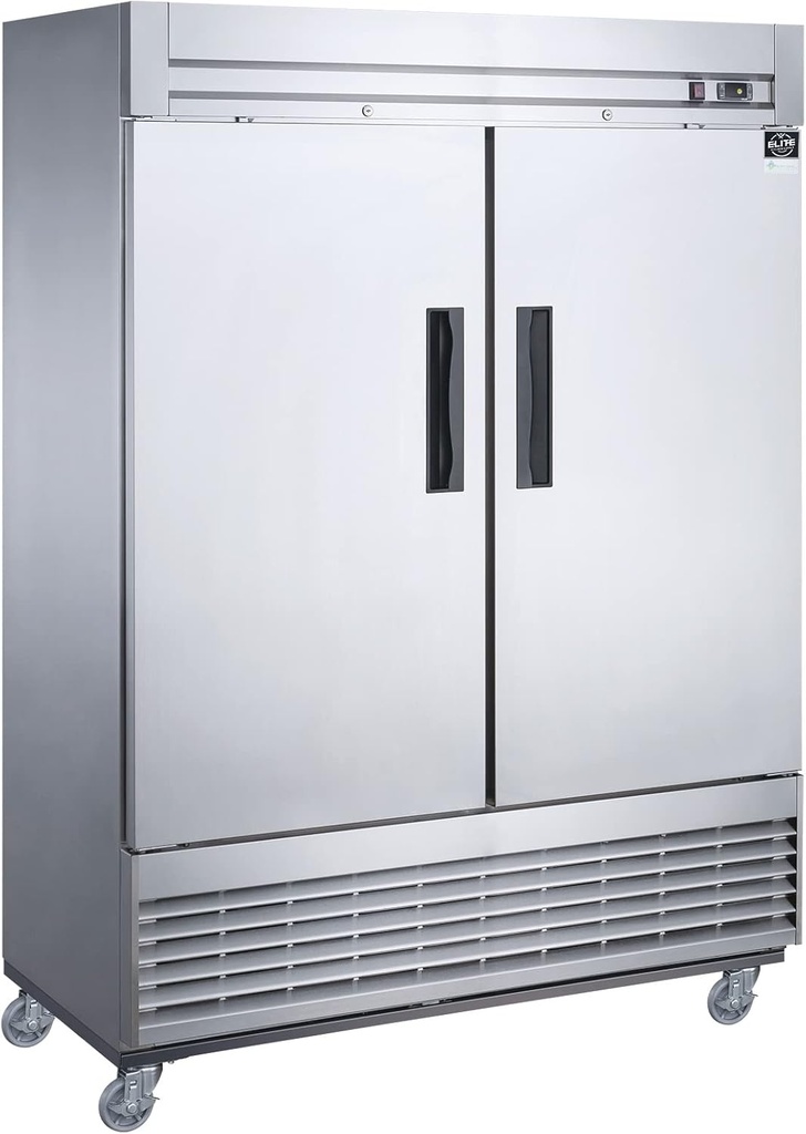 Commercial Upright Reach-in Refrigerator, ETL Restaurant 2 door Fridge Cooler Merchandiser, Auto-Defrost, stainless steel 55" W 49 cu. ft.