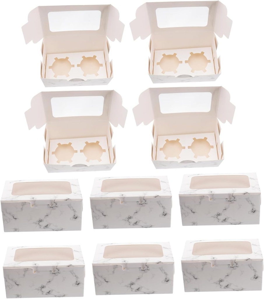 10pcs Marble Window Cupcake Box Food-grade Paper Packing Containers for Muffins and Cakes for Birthdays Weddings and Bakeries