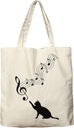 Dlzdn Cat Tote Bag Aesthetic Music Cat Reusable Shopping Grocery Bag Beach Bag Birthday Christmas Gifts for Women