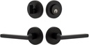 Viaggio CLOMLTMIL_Combo_238_LH Motivo Left Handed Solid Brass Single Cylinder Keyed Entry Door Lever Set and Deadbolt Combo Pack - 2-3/8" Backset - Satin Black