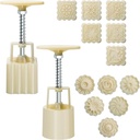 Luxiv Moon Cake Mould 50g, 12 PCS Pattern Hand-Pressure Mooncake Molds for Mid-Autumn DIY Pastry Tool 2 Set with 6pcs Round Flower Mooncake Mode and 6 Pcs Square Pattern Mooncake Mould (White, 50g)