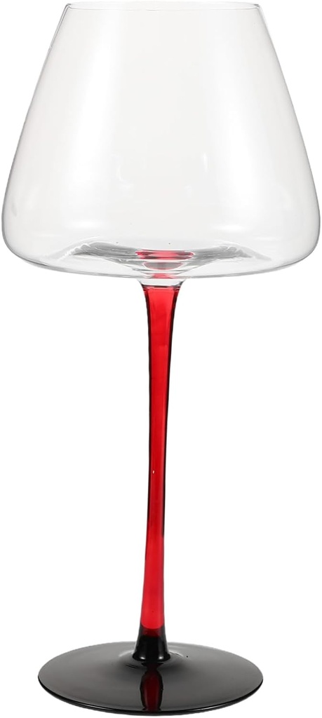 PRETYZOOM Burgundy Wine Goblets with Elegant Red Stem High Stem Crystal Glasses for Wine Tasting Parties and Celebrations Comfortable Grip and Sophisticated Design for Enjoying