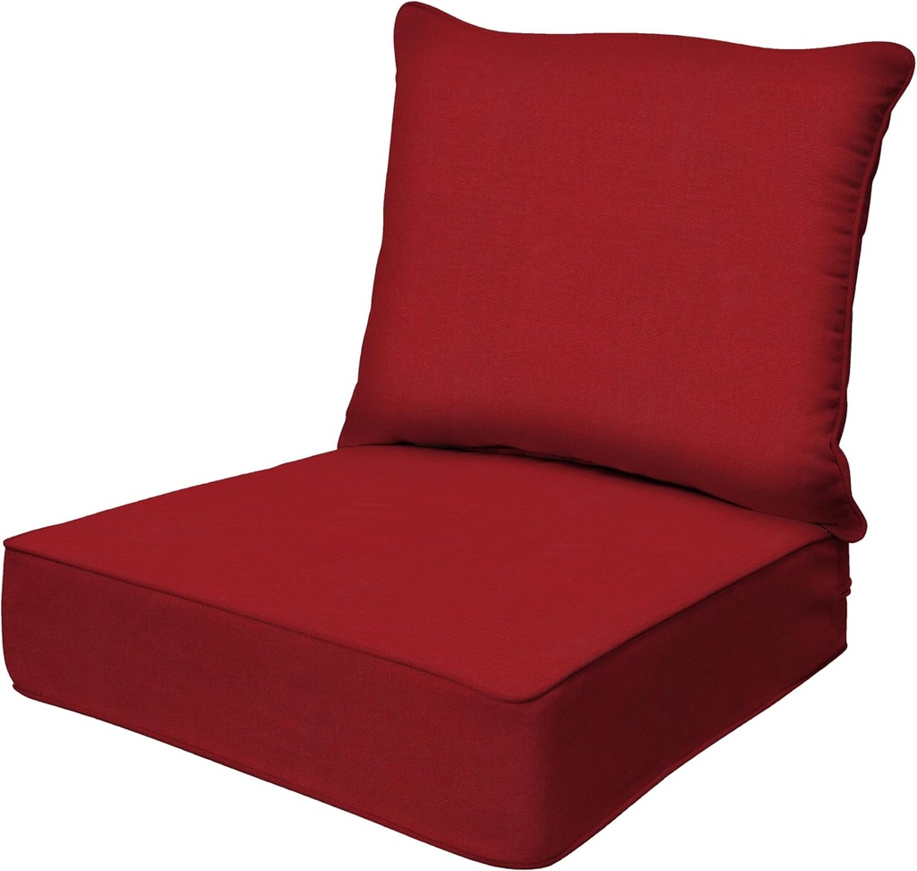 Honeycomb Outdoor Heritage Deep Seat, 24 x 23, Textured Solid Imperial Red Chair Cushion for Patio Furniture
