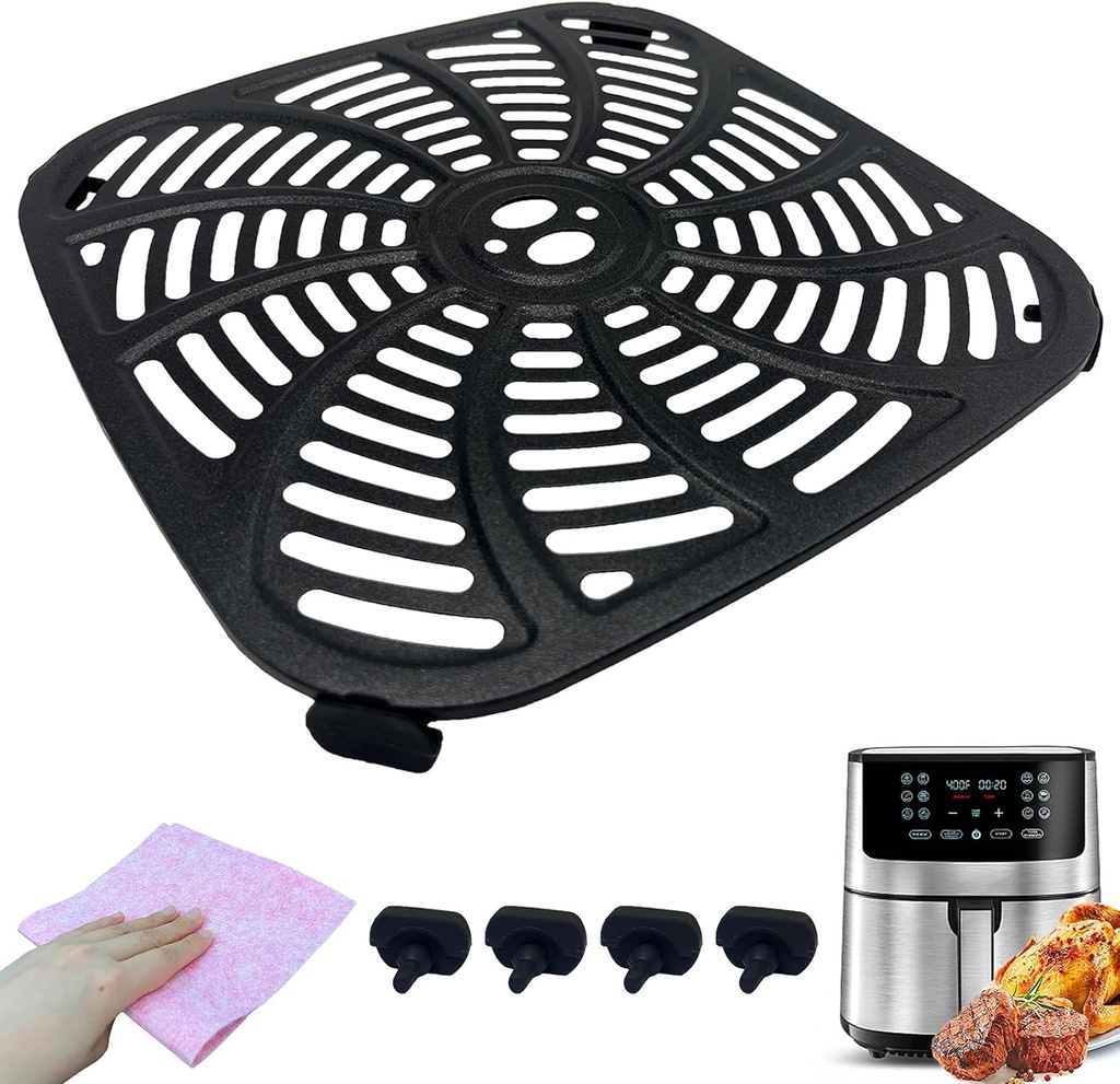 8QT Air Fryer Crisper Plate Tray for Gourmia GAF838 Digital Air Fryers, Upgraded Nonstick Air Fryer Grill Pan Plate Rack Insert Grate Shelf Grid for Gourmia 8 Quart Air Fryers, Dishwasher Safe